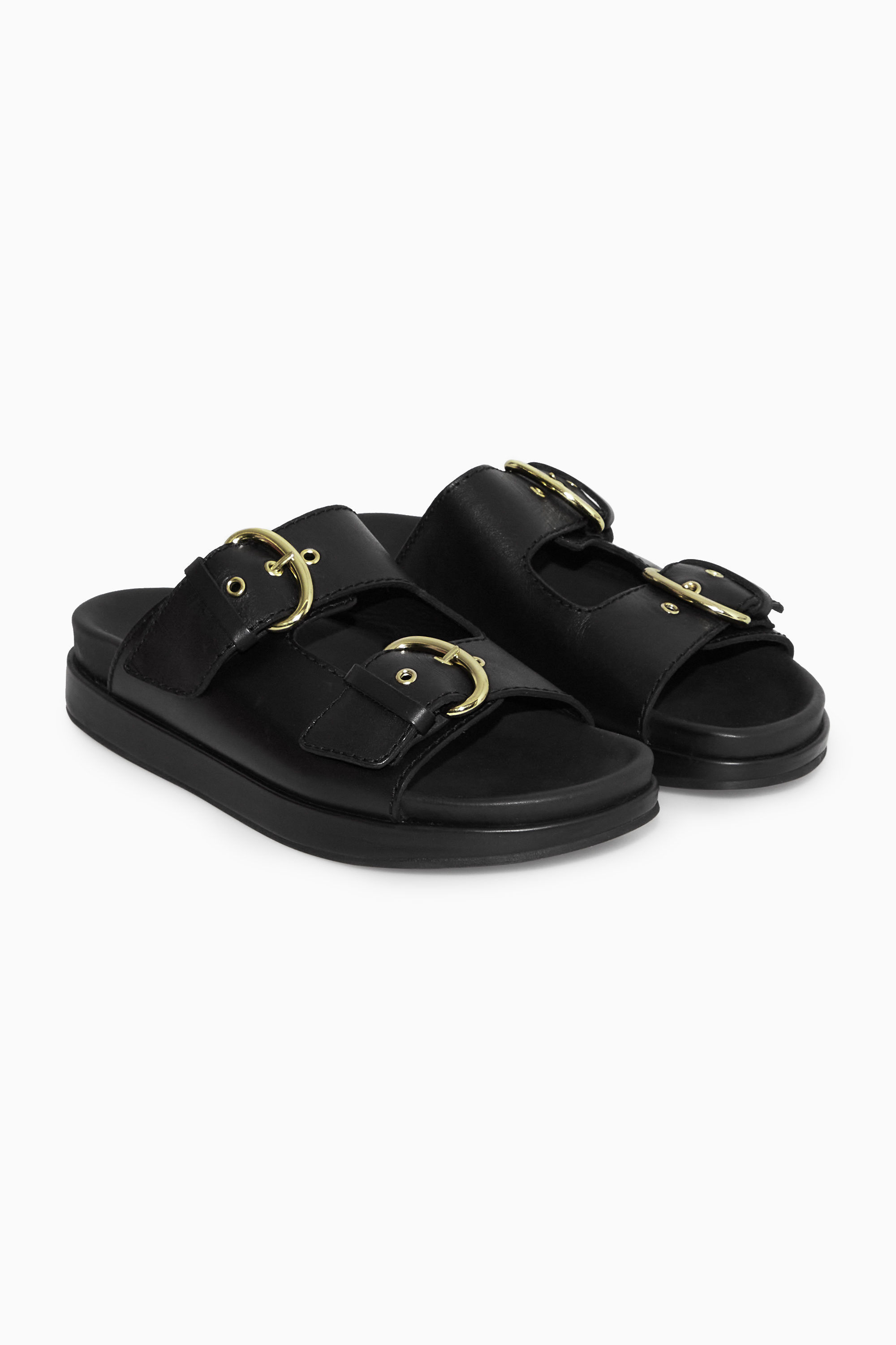 Shop CHUNKY BUCKLED LEATHER SLIDES online COS KSA