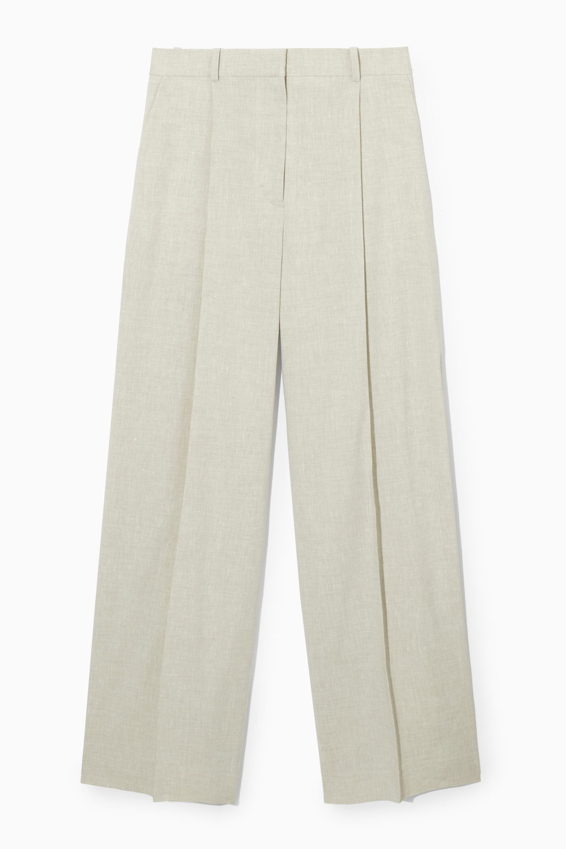 Shop LINEN-BLEND WIDE-LEG TAILORED TROUSERS online