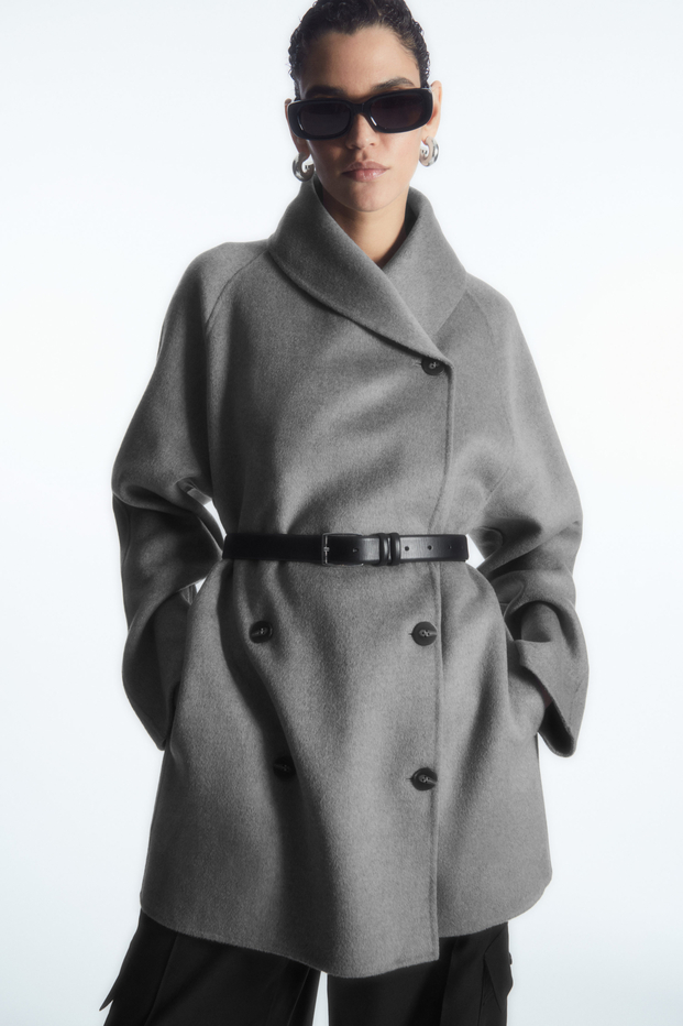 OVERSIZED DOUBLE-BREASTED WOOL COAT - BLACK - Coats and Jackets - COS