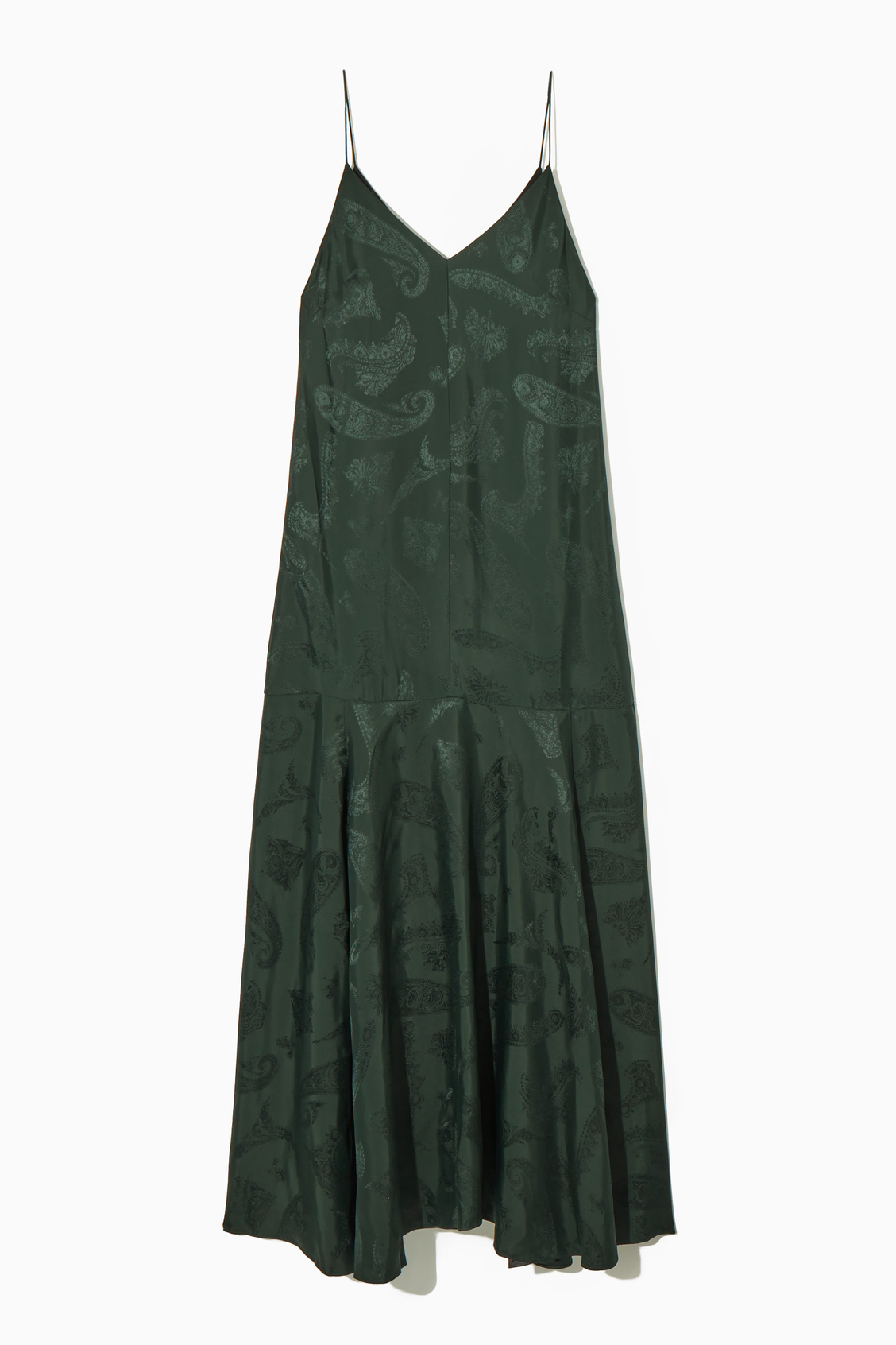 COS green gathered-neck wool dress